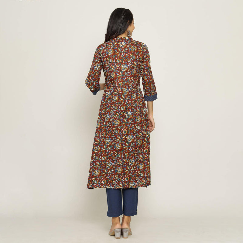 Buy Indigo Dabu-printed Handwoven Cotton Kurta Online at Jaypore.com |  Sleeves designs for dresses, Cotton kurti designs, Designer kurti patterns